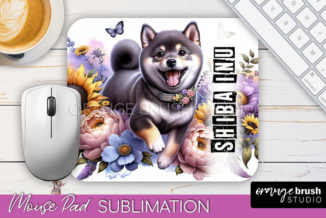 Dog Mouse Pad Design - Dog Mom Floral Mousepad Sublimation Sublimation OrangeBrushStudio 