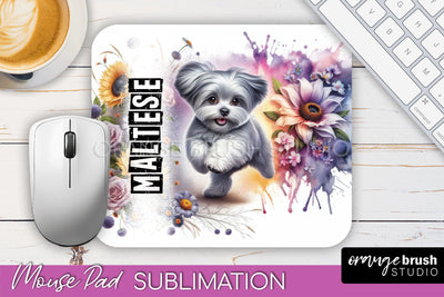 Dog Mouse Pad Design - Dog Mom Floral Mousepad Sublimation Sublimation OrangeBrushStudio 