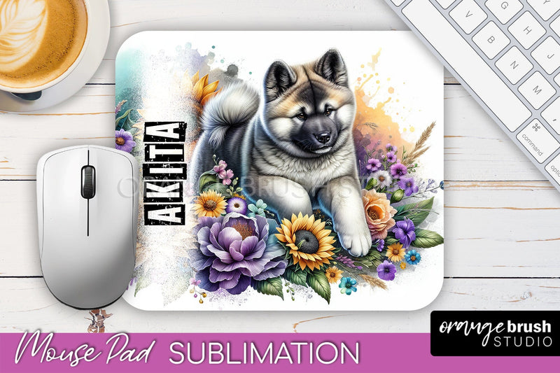 Dog Mouse Pad Design - Dog Mom Floral Mousepad Sublimation Sublimation OrangeBrushStudio 
