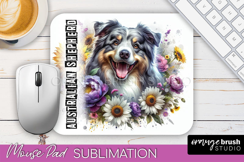 Dog Mouse Pad Design - Dog Mom Floral Mousepad Sublimation Sublimation OrangeBrushStudio 