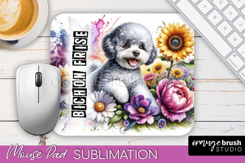Dog Mouse Pad Design - Dog Mom Floral Mousepad Sublimation Sublimation OrangeBrushStudio 