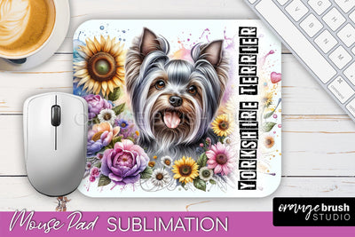 Dog Mouse Pad Design - Dog Mom Floral Mousepad Sublimation Sublimation OrangeBrushStudio 