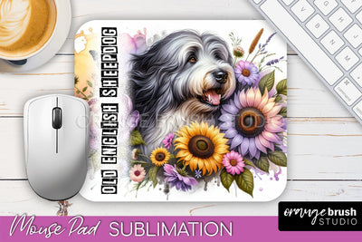 Dog Mouse Pad Design - Dog Mom Floral Mousepad Sublimation Sublimation OrangeBrushStudio 
