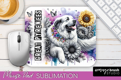 Dog Mouse Pad Design - Dog Mom Floral Mousepad Sublimation Sublimation OrangeBrushStudio 