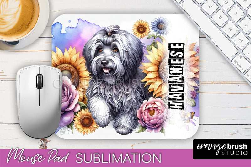 Dog Mouse Pad Design - Dog Mom Floral Mousepad Sublimation Sublimation OrangeBrushStudio 