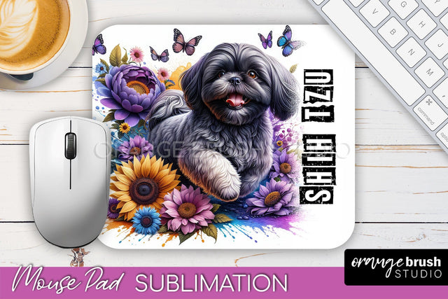Dog Mouse Pad Design - Dog Mom Floral Mousepad Sublimation Sublimation OrangeBrushStudio 