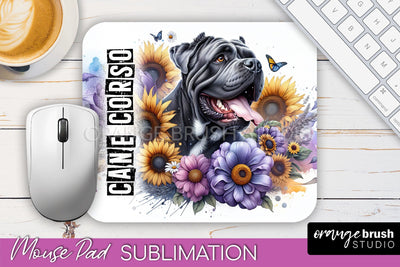 Dog Mouse Pad Design - Dog Mom Floral Mousepad Sublimation Sublimation OrangeBrushStudio 