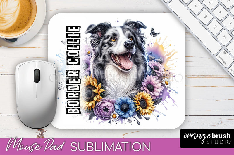 Dog Mouse Pad Design - Dog Mom Floral Mousepad Sublimation Sublimation OrangeBrushStudio 