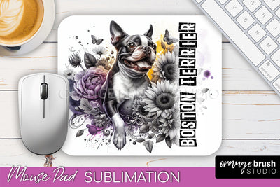 Dog Mouse Pad Design - Dog Mom Floral Mousepad Sublimation Sublimation OrangeBrushStudio 