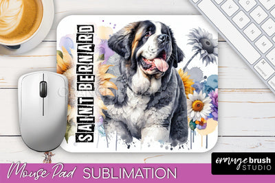 Dog Mouse Pad Design - Dog Mom Floral Mousepad Sublimation Sublimation OrangeBrushStudio 