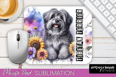 Dog Mouse Pad Design - Dog Mom Floral Mousepad Sublimation Sublimation OrangeBrushStudio 