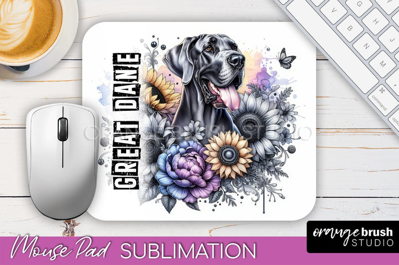 Dog Mouse Pad Design - Dog Mom Floral Mousepad Sublimation Sublimation OrangeBrushStudio 