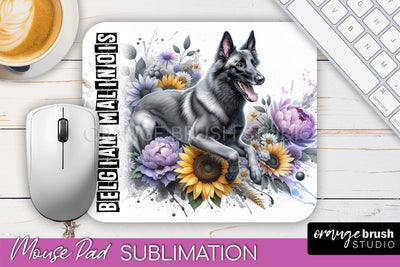 Dog Mouse Pad Design - Dog Mom Floral Mousepad Sublimation Sublimation OrangeBrushStudio 
