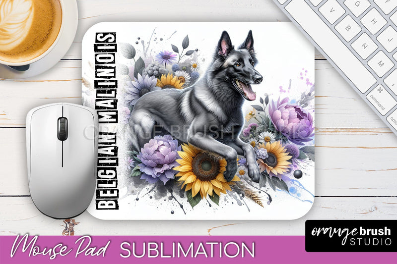 Dog Mouse Pad Design - Dog Mom Floral Mousepad Sublimation Sublimation OrangeBrushStudio 