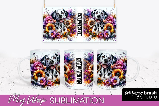 Dog Mug Wrap - Dog Mom Floral Coffee Mug PNG Sublimation Sublimation OrangeBrushStudio 