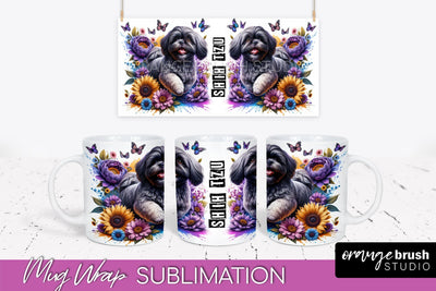 Dog Mug Wrap - Dog Mom Floral Coffee Mug PNG Sublimation Sublimation OrangeBrushStudio 