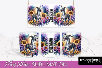 Dog Mug Wrap - Dog Mom Floral Coffee Mug PNG Sublimation Sublimation OrangeBrushStudio 