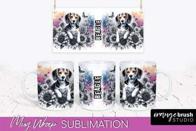 Dog Mug Wrap - Dog Mom Floral Coffee Mug PNG Sublimation Sublimation OrangeBrushStudio 