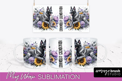 Dog Mug Wrap - Dog Mom Floral Coffee Mug PNG Sublimation Sublimation OrangeBrushStudio 