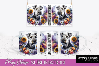 Dog Mug Wrap - Dog Mom Floral Coffee Mug PNG Sublimation Sublimation OrangeBrushStudio 