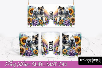 Dog Mug Wrap - Dog Mom Floral Coffee Mug PNG Sublimation Sublimation OrangeBrushStudio 