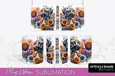 Dog Mug Wrap - Dog Mom Floral Coffee Mug PNG Sublimation Sublimation OrangeBrushStudio 