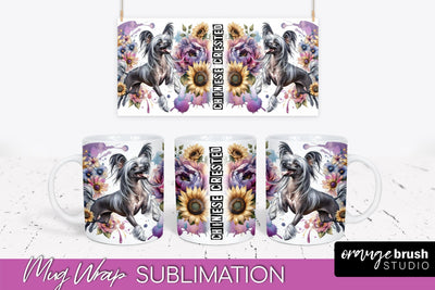 Dog Mug Wrap - Dog Mom Floral Coffee Mug PNG Sublimation Sublimation OrangeBrushStudio 