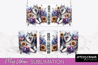 Dog Mug Wrap - Dog Mom Floral Coffee Mug PNG Sublimation Sublimation OrangeBrushStudio 