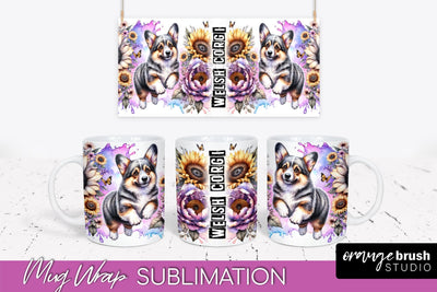 Dog Mug Wrap - Dog Mom Floral Coffee Mug PNG Sublimation Sublimation OrangeBrushStudio 