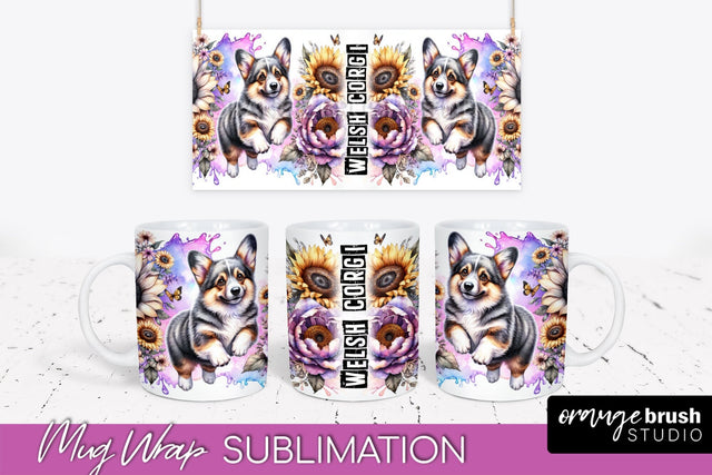 Dog Mug Wrap - Dog Mom Floral Coffee Mug PNG Sublimation Sublimation OrangeBrushStudio 
