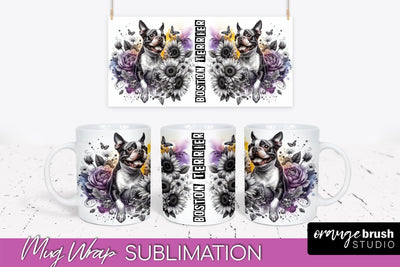 Dog Mug Wrap - Dog Mom Floral Coffee Mug PNG Sublimation Sublimation OrangeBrushStudio 