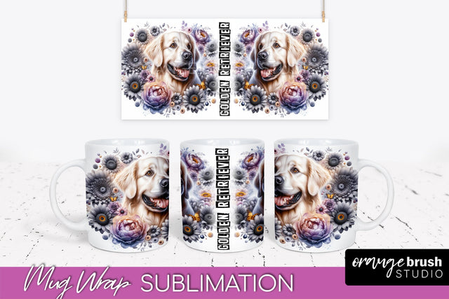Dog Mug Wrap - Dog Mom Floral Coffee Mug PNG Sublimation Sublimation OrangeBrushStudio 