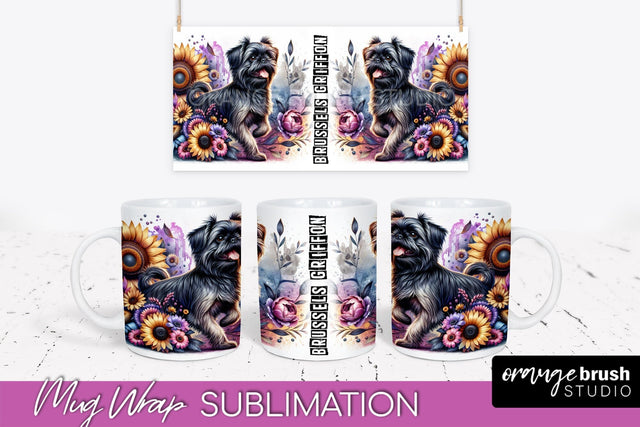 Dog Mug Wrap - Dog Mom Floral Coffee Mug PNG Sublimation Sublimation OrangeBrushStudio 