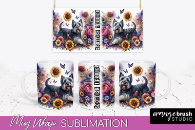 Dog Mug Wrap - Dog Mom Floral Coffee Mug PNG Sublimation Sublimation OrangeBrushStudio 