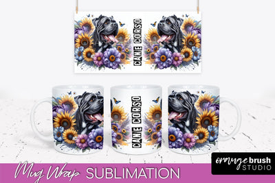 Dog Mug Wrap - Dog Mom Floral Coffee Mug PNG Sublimation Sublimation OrangeBrushStudio 