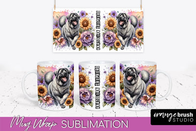 Dog Mug Wrap - Dog Mom Floral Coffee Mug PNG Sublimation Sublimation OrangeBrushStudio 