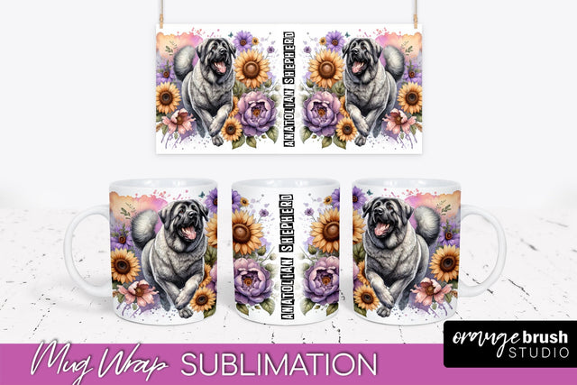 Dog Mug Wrap - Dog Mom Floral Coffee Mug PNG Sublimation Sublimation OrangeBrushStudio 
