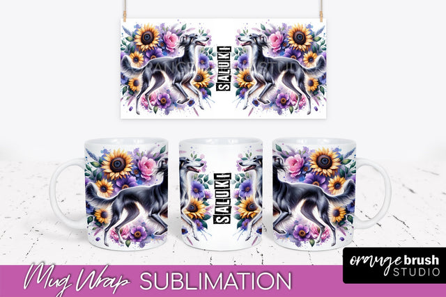 Dog Mug Wrap - Dog Mom Floral Coffee Mug PNG Sublimation Sublimation OrangeBrushStudio 