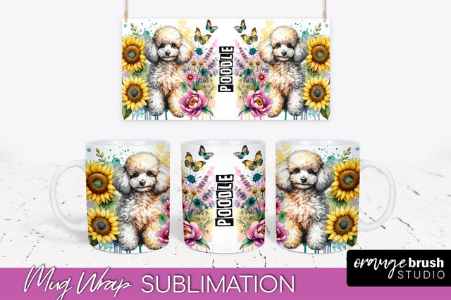 Dog Mug Wrap - Dog Mom Floral Coffee Mug PNG Sublimation Sublimation OrangeBrushStudio 