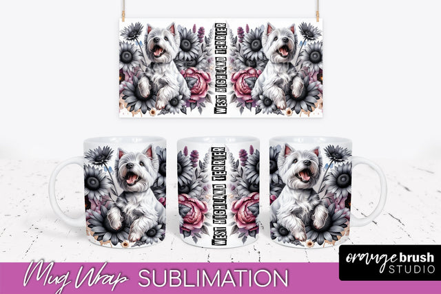 Dog Mug Wrap - Dog Mom Floral Coffee Mug PNG Sublimation Sublimation OrangeBrushStudio 