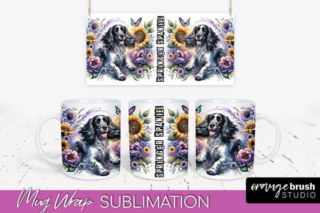 Dog Mug Wrap - Dog Mom Floral Coffee Mug PNG Sublimation Sublimation OrangeBrushStudio 