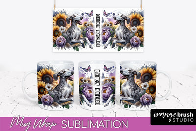 Dog Mug Wrap - Dog Mom Floral Coffee Mug PNG Sublimation Sublimation OrangeBrushStudio 