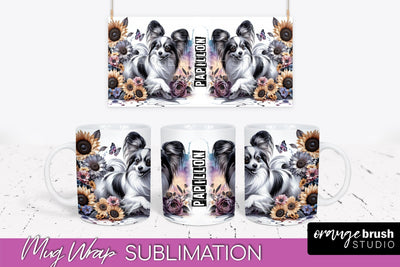 Dog Mug Wrap - Dog Mom Floral Coffee Mug PNG Sublimation Sublimation OrangeBrushStudio 