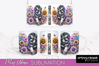 Dog Mug Wrap - Dog Mom Floral Coffee Mug PNG Sublimation Sublimation OrangeBrushStudio 