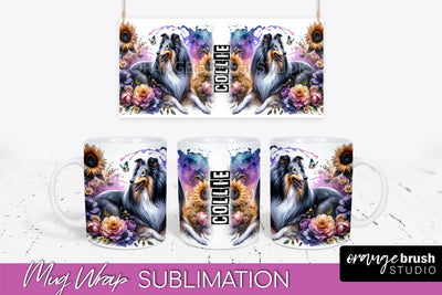 Dog Mug Wrap - Dog Mom Floral Coffee Mug PNG Sublimation Sublimation OrangeBrushStudio 