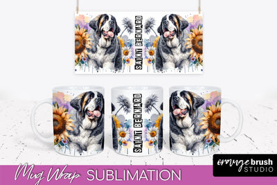 Dog Mug Wrap - Dog Mom Floral Coffee Mug PNG Sublimation Sublimation OrangeBrushStudio 
