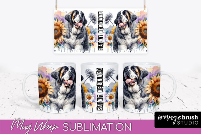 Dog Mug Wrap - Dog Mom Floral Coffee Mug PNG Sublimation Sublimation OrangeBrushStudio 
