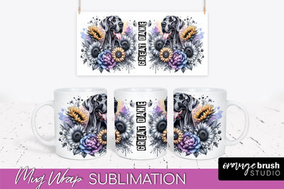 Dog Mug Wrap - Dog Mom Floral Coffee Mug PNG Sublimation Sublimation OrangeBrushStudio 