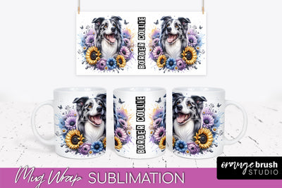 Dog Mug Wrap - Dog Mom Floral Coffee Mug PNG Sublimation Sublimation OrangeBrushStudio 