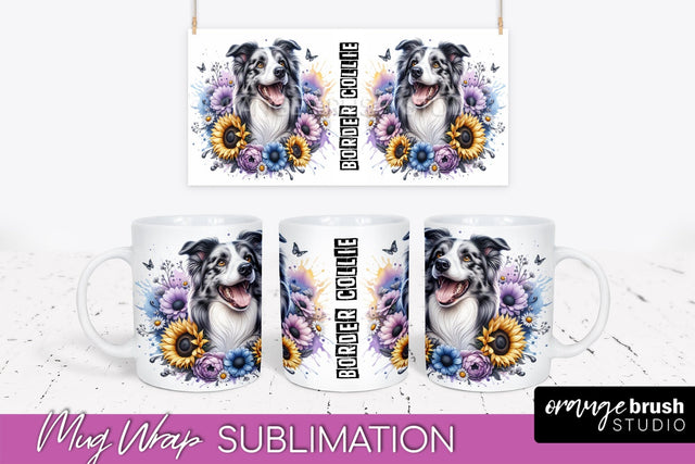 Dog Mug Wrap - Dog Mom Floral Coffee Mug PNG Sublimation Sublimation OrangeBrushStudio 